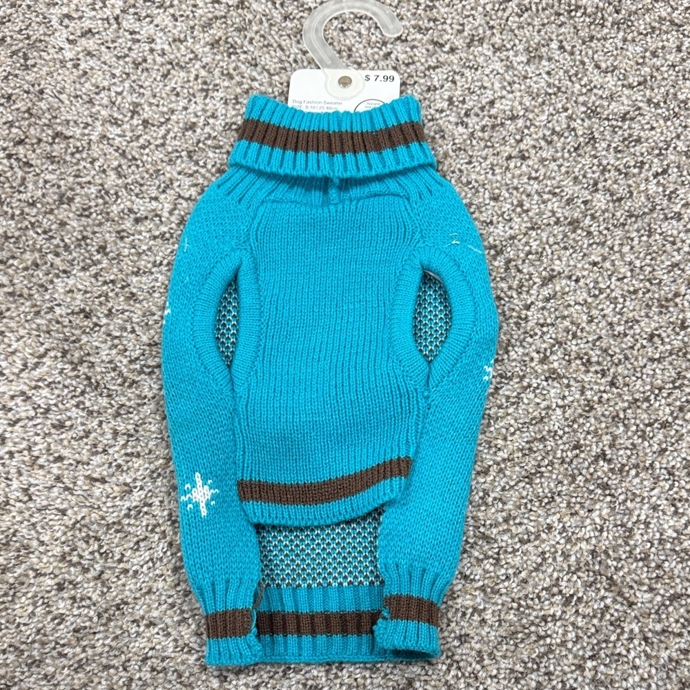Top Paw Teal Owl Knit Dog Sweater with Brown Accents - Picture 2 of 2
